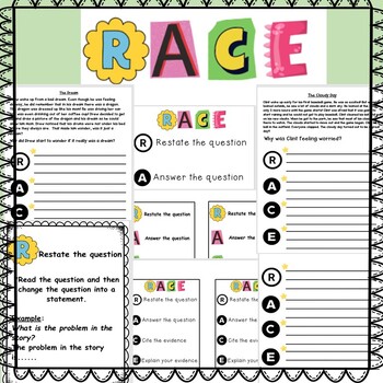 Preview of **RACE Strategy for Writing Anchor Charts, Questions, Organizers, Posters**