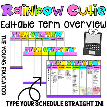 Preview of 'RAINBOW CUTIE' EDITABLE TERM CURRICULUM OVERVIEW