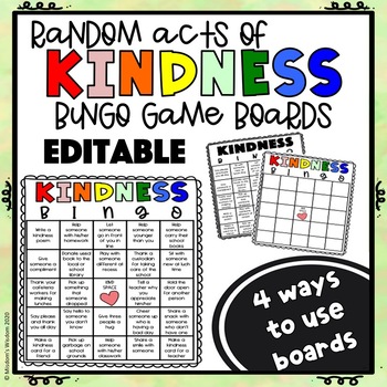 Preview of #RAK Kindness Bingo EDITABLE Boards