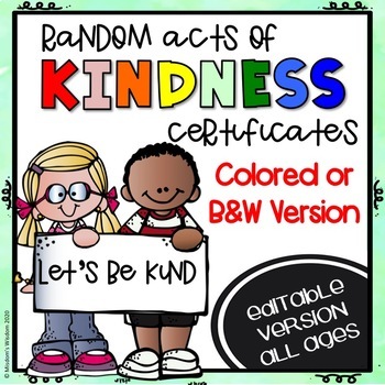 #RAK Random Acts of Kindness EDITABLE Certificates by Misdom's Wisdom