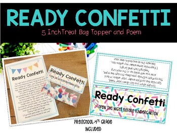 Preview of **READY CONFETTI** Back to School Tag and Poem for the First Day Jitters