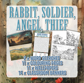 Preview of 'Rabbit, Soldier, Angel, Thief' - Activities - Word Search, Colouring pages etc