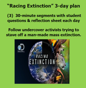 Preview of "Racing Extinction" video "Human Impact" worksheets, 3 days hyperlink included