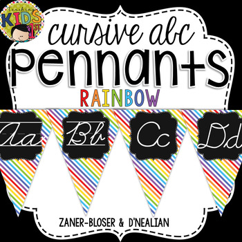 Preview of {Rainbow} Cursive Alphabet Pennant Banner