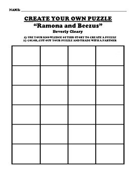 Ramona and Beezus PUZZLE WORKSHEET by BAC Education TPT