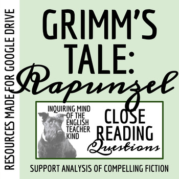 Preview of "Rapunzel" by the Brothers Grimm Close Reading Analysis Worksheet (Google Drive)