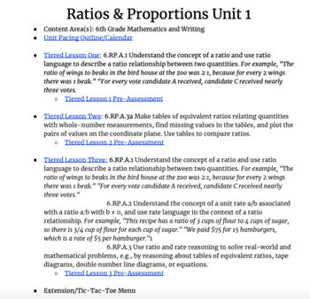 Preview of ✏️ Ratios Unit-Tiered Lessons