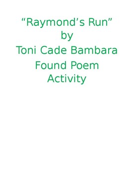 Preview of "Raymond's Run" by Toni Cade Bambara Found Poem Activity