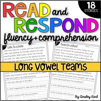 Preview of Phonics Reading Passages for Fluency and Comprehension - Vowel Teams