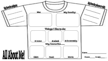 Preview of "Read my Tee!" All About Me T-shirt Template