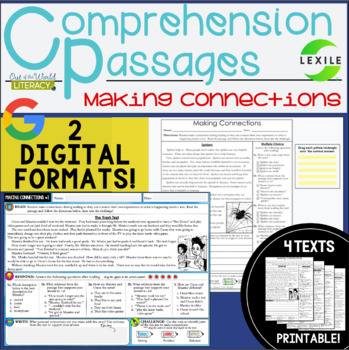 Preview of  Reading Comprehension Passages - Making Connections - 2 DIGITAL & 2 PRINTABLE
