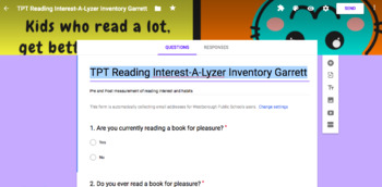 Preview of  Reading Interest-A-Lyzer Inventory Google Forms