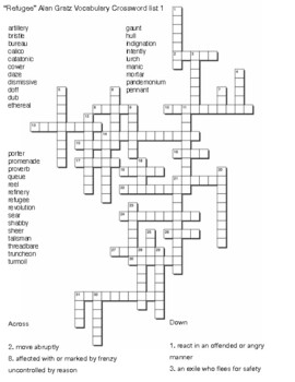 Refugee” Alan Gratz Vocabulary Crossword list 2 Crossword