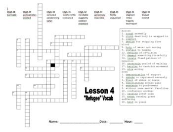 Preview of "Refugee" by Alan Gratz - Part 4 - Crossword Puzzle Vocabulary chapters 28-36