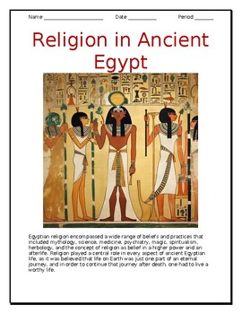 Preview of "Religion in Ancient Egypt " Article in English and Spanish for ELLs / ESOLs