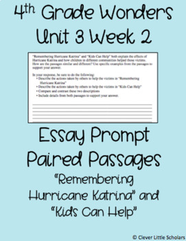 Preview of "Remembering Hurricane Katrina" Essay Prompt Wonders 4th Grade