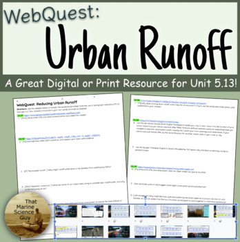 Preview of AP® Env Science Unit 5.13 WebQuest - Urban Runoff w/Digital handout + Keys