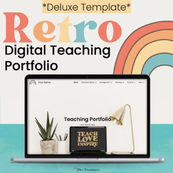 Preview of *Retro* Deluxe Digital Teaching Portfolio | Full Teacher Portfolio Website