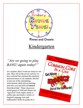 Preview of "Rhyme Time!" Kindergarten Rime & Onset Common Core Game Packet