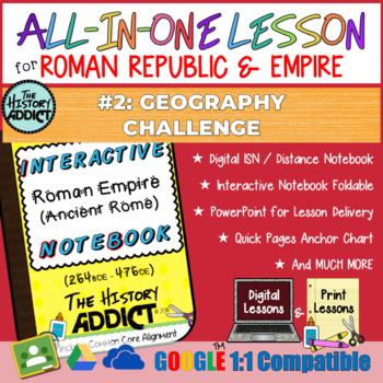 Preview of ⭐Roman Civilization Geography ISN & Distance Learning Lesson Set⭐