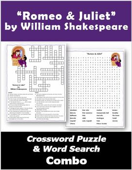 Preview of "Romeo & Juliet" Crossword Puzzle & Word Search Combo