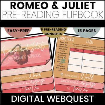 Preview of "Romeo and Juliet" Pre-Reading WebQuest Flipbook