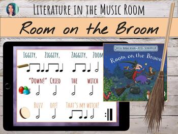 Preview of "Room On the Broom" Music Lesson: Vocal Exploration, Rhythm Worksheets, & More!