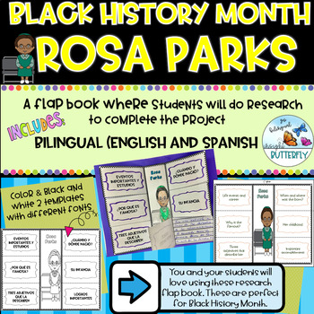 Preview of  Rosa Parks Writing Flap Book Bilingual Biography Report 