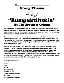 Preview of “Rumpelstiltskin” Brothers Grimm Theme Worksheet