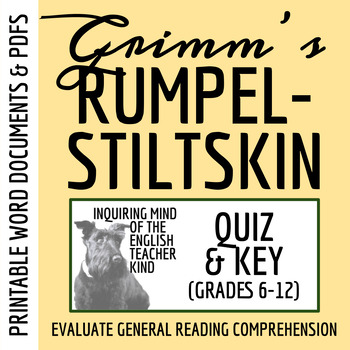 Preview of "Rumpelstiltskin" by the Brothers Grimm Quiz and Answer Key for High School