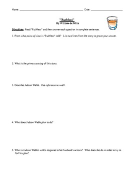 Preview of "Ruthless" Worksheet or Assessment with Detailed Answer Key