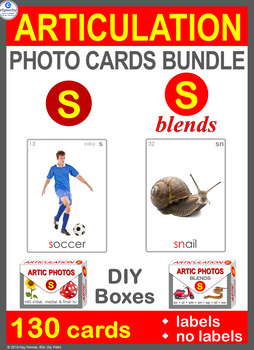 Preview of /S/ Articulation Photo Card Bundle: /S/ & /S/ Blends Speech Therapy
