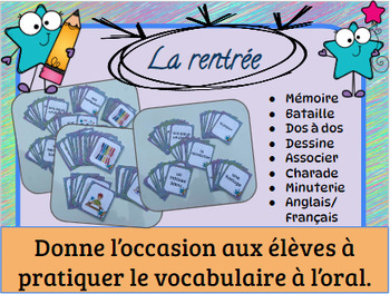 Preview of French Vocabulary- La rentrée - 8 centres pour pratiquer ce vocabulaire à l'oral