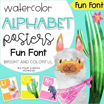 Preview of Tropical Classroom Decor Alphabet Classroom Posters // US Fun Font!