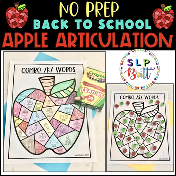 Preview of BACK TO SCHOOL, NO PREP APPLE ARTICULATION WORKSHEETS (SPEECH THERAPY)