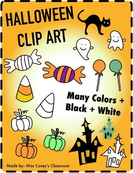 Preview of HALLOWEEN CLIP ART! Colored + Black and White Halloween Images