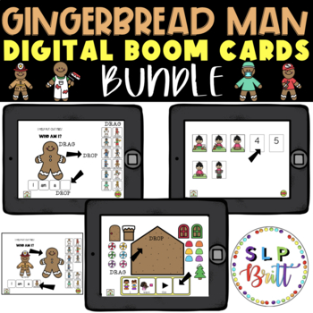 Preview of HOLIDAY CHRISTMAS GINGERBREAD MAN DIGITAL BOOM CARDS (AAC, SPEECH)