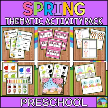 Preview of SPRING Math & Literacy Centers Preschool, Pre-K, Kindergarten Activities *SALE*
