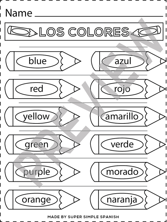 Colors in Spanish Printable | Los Colores by Super Simple Spanish