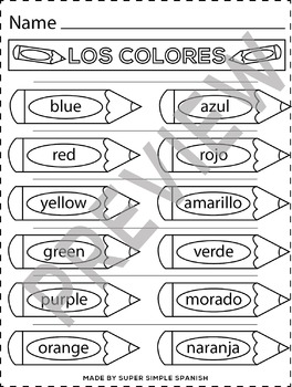 Preview of Colors in Spanish Printable | Los Colores