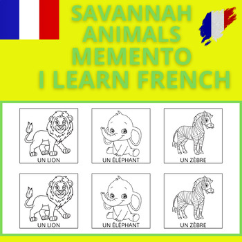 Preview of ✨SAVANNAH ANIMALS MEMENTO - I LEARN FRENCH - GAME FOR KIDS - MEMORY... - #1✨