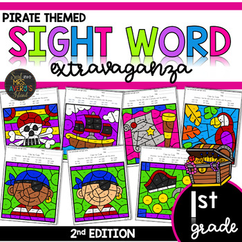 Preview of Color by Sight Word | Pirates | First Grade Sight Words
