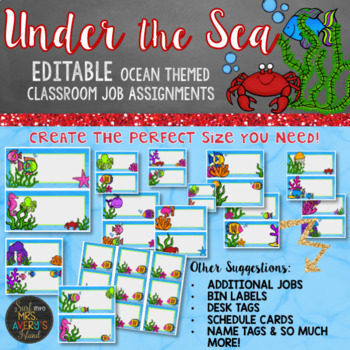 Classroom Job Chart Ocean Theme - Editable by Kelly Avery Mrs Avery's ...