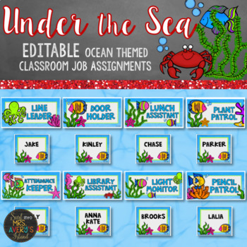 Classroom Job Chart Ocean Theme - Editable by Kelly Avery Mrs Avery's ...