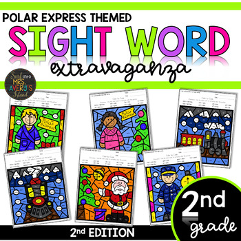 Preview of Color by Sight Word Polar Express | Christmas | Second Grade Sight Words