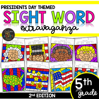 Preview of Color by Sight Word | Presidents Day | Fifth Grade Sight Words