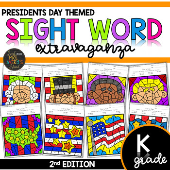 Preview of Color by Sight Word | Presidents Day | Kindergarten Sight Words