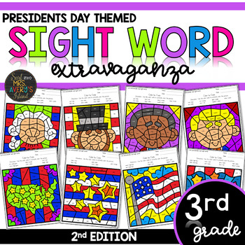 Preview of Color by Sight Word | Presidents Day | Third Grade Sight Words
