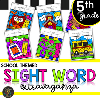 Preview of Back to School Themed Fifth Grade Sight Words Color by Code