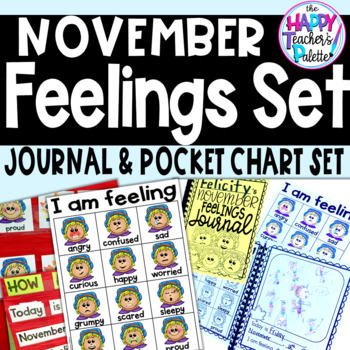 Preview of *SEL Feelings Set November Scarecrow *Journal Writing and Pocket Chart Activity